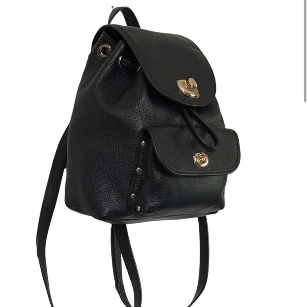 Coach Turnlock Mini Rucksack Black Leather Backpack - Picture 3 of 12